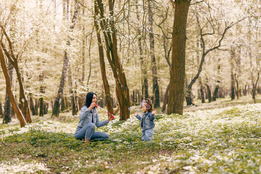 cute stylish family spring park